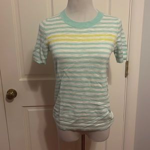J.Crew green and white striped top